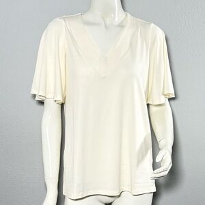 JM Collection Whisper White Crepe Blouson. S. NWT
